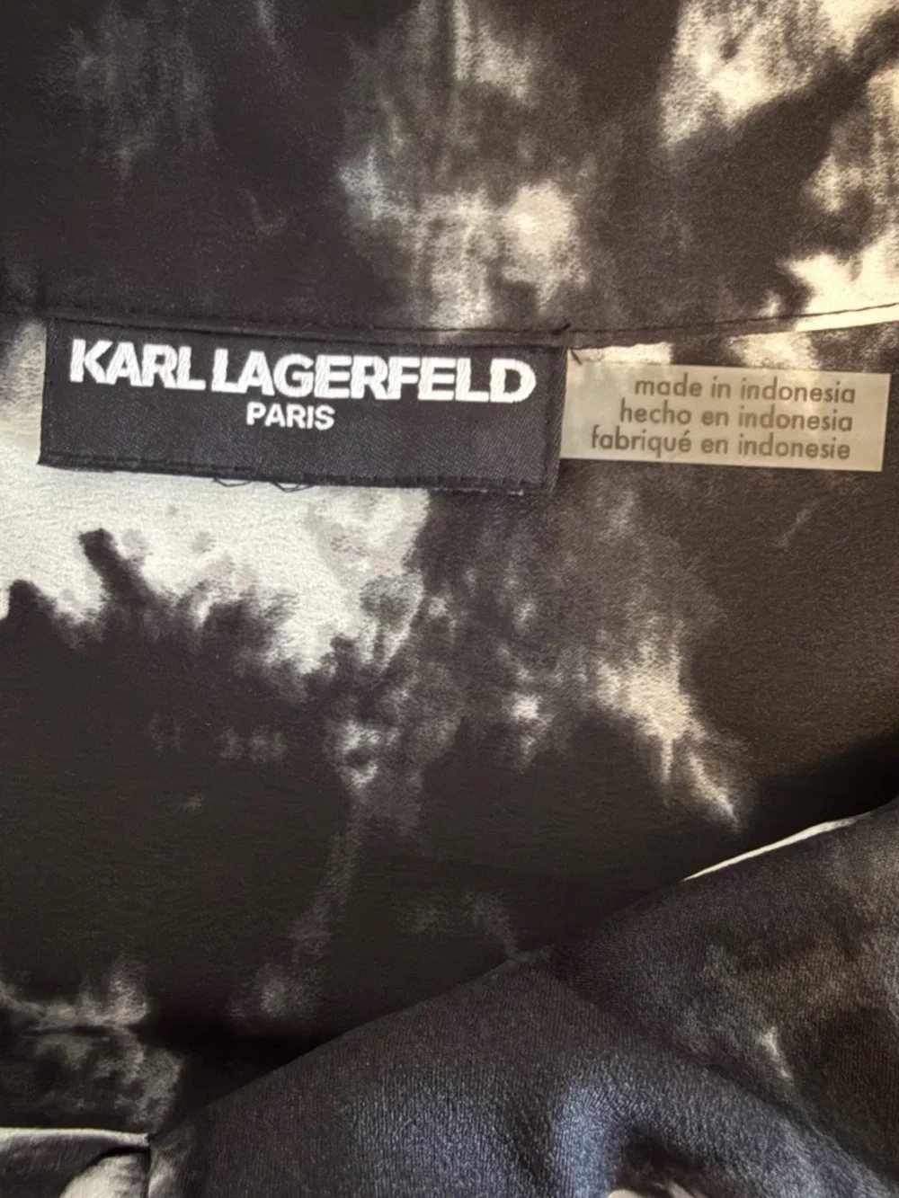 Karl Lagerfeld Black & White Tie-Dye Shirt - Picture 3 of 9